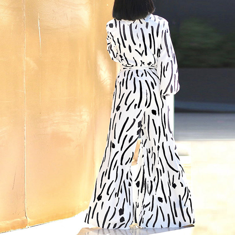 Black And White Wide Leg Jumpsuit